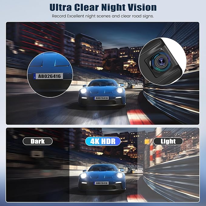 10.88 Inch Mirror Dash Cam,4K Touchscreen Rear View Mirror Front and Rear View Dual Cameras,Night Vision,G-Sensor,APP Control,Motion Detection,Loop Recording,Parking Assistance,Parking Monitor - Image 5