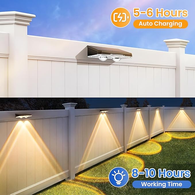 Solar Fence Lights Outdoor 8 Pack - 3 Modes (Warm/Neutral/Cool White), Fence Lights Solar Powered for Outside, IP65 Waterproof, Deck Lighting for Wall, Step, Patio, Pathway, Stairs - Image 5