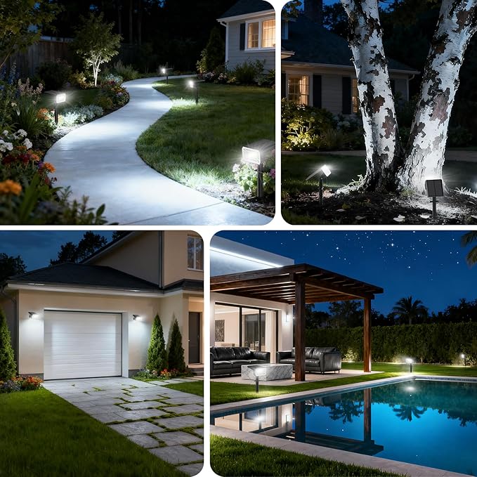 Solar Spot Lights Outdoor Waterproof IP65, [8 Pack/100 LED/4 Modes] 2-in-1 Solar Landscape Spotlights, Auto On/Off High Lumens Spot Lights for Yard Garden Pathway(Cool White) - Image 6
