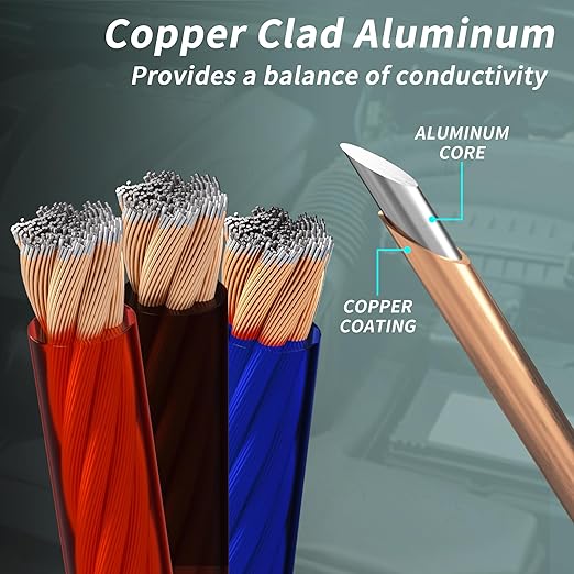 4 Gauge Wire(25FT Black + 25FT Blue) Copper Clad Aluminum CCA Battery Cable, Primary Power/Ground Cable for Car Audio Speaker, RV Trailer, Marine, Solar Equipment, Translucent Jacket - Image 4