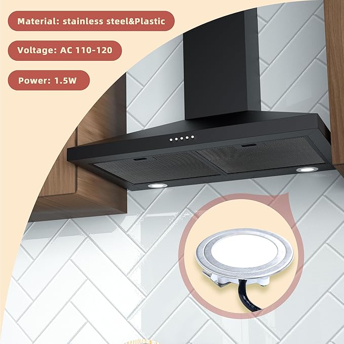 FIREGAS Range Hood Replacement Led Light, AC110-120V, Warm White,L12 High Voltage Warm Round LED Lights,Suitable for Kitchen Hood Replacement Lights - Image 4