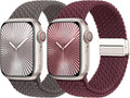 Braided Stretchy Bands with Magnetic Clasp Compatible for Apple Watch Band 38mm 40mm 41mm 42mm 44mm 45mm 46mm 49mm Women Men, Nylon Sport Solo Loop for iWatch Series 11 10 9 8 7 6 5 4 3 Ultra 3 2 1 SE by Butifacion