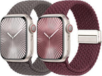 Braided Stretchy Bands with Magnetic Clasp Compatible for Apple Watch Band 38mm 40mm 41mm 42mm 44mm 45mm 46mm 49mm Women Men, Nylon Sport Solo Loop for iWatch Series 11 10 9 8 7 6 5 4 3 Ultra 3 2 1 SE by Butifacion