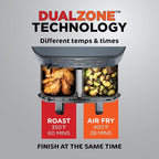 Ninja Foodi Air Fryer w/Smart Cook Thermometer | 6-in-1 Air Fry, Roast, Bake, Dehydrate & More | DualZone™ Match Cook & Smart Finish, 2 Independent Baskets | XL 10 Qt, Stainless Steel | Grey,DZ550GY - Image 5