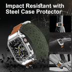 SUPLINK Stainless Steel Case&Nylon Band Compatible with Apple Watch Band 38mm 40mm 41mm 42mm 44mm 45mm 46mm 49mm,Rugged Metal Cover Adjustable Strap for iWatch Series 10 9 8 7 6 5 4 3 2 1 SE Ultra Men - Image 2