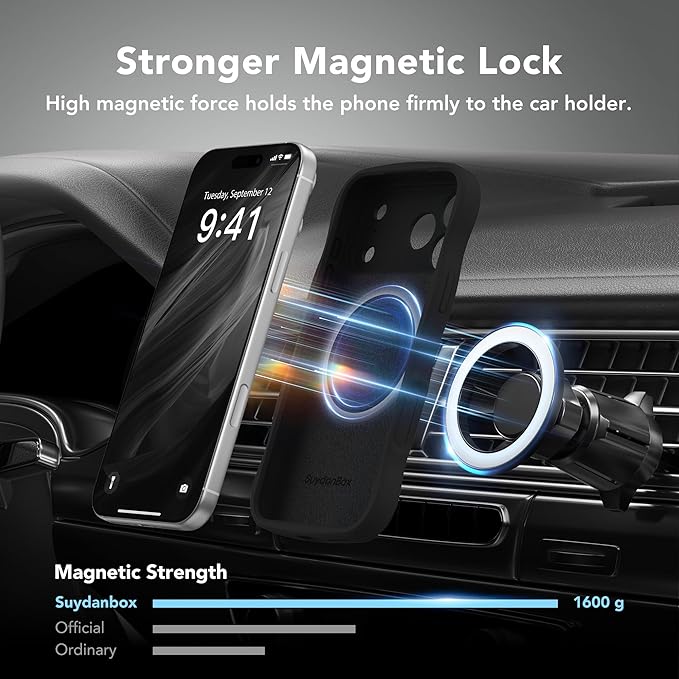Magnetic for iPhone 17 Pro Max Case, [Full Camera Protection][Compatible with MagSafe] Cute Wave Frame Silicone Shockproof Protective Phone Case for iPhone 17 Pro Max 6.9", Black - Image 3