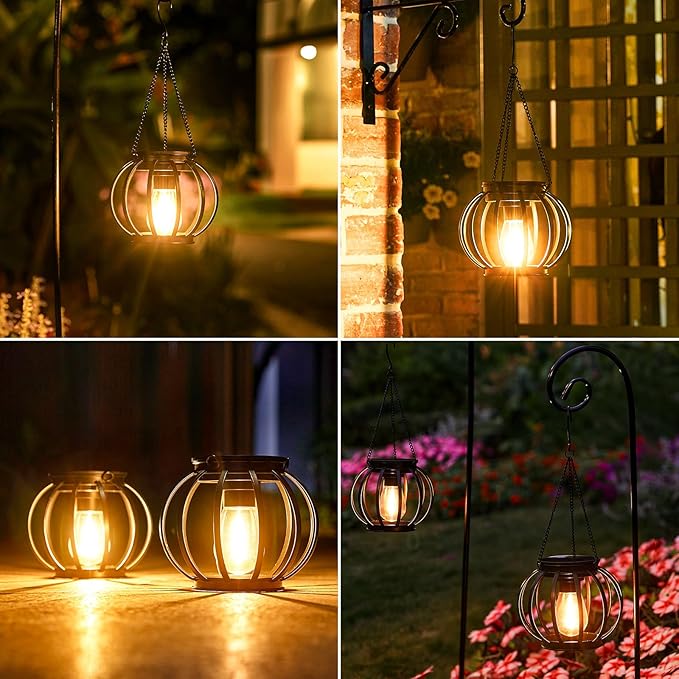 KOOPER Solar Lanterns Outdoor Waterproof, Upgraded Metal Hanging Solar Lights Outdoor Lanterns, Brighter Auto On/Off Outdoor Hanging Lantern for Yard Patio Pathway Porch Garden Decor 2 Pack - Image 7
