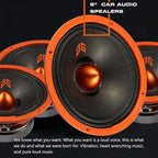 MX80E2 Loudspeaker 8 Inch Midrange 640 Watts 4 Ohms Orange Bullet, Premium Quality Audio Door Speakers for Car or Truck Stereo Sound System, Orange (2 Speakers) - Image 5