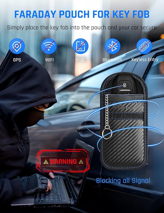 WHonor 4 Pack Faraday Pouch for Key Fob, RFID Signal Blocking Bag, Car Key Fob Protector, Anti-Theft Shielding Case Blocker (Red+blue+white+green) - Image 2