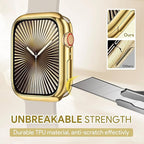 JR.DM 40mm Soft Flexible TPU Case Compatible for Apple Watch Series 6/5/4/SE Touchable Screen Lightweight Anti-Scratch All-Around Protector Thin Guard Shockproof Cover Shiny Bumper for iWatch, Gold - Image 5