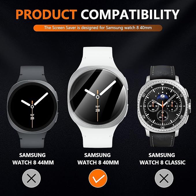 Suoman 4-Pack for Samsung Galaxy Watch 8 40mm Screen Protectors, Tempered Glass HD-Clear Hardness Protective Film for Samsung Galaxy Watch 8 40mm Smartwatches [Anti-Scratch] - Image 2