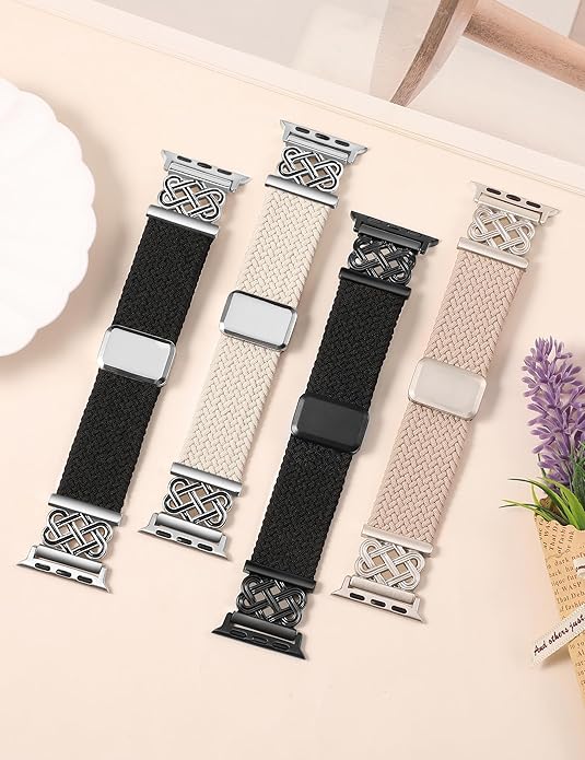 TOYOUTHS Braided Magnetic Band Compatible with Apple Watch Bands 38/40/41/42/44/45/46/49mm Women Men, Dressy Celtic Metal Stretchy Elastic Strap for iWatch Series 11 10 9 8 7 6 5 4 SE/Ultra 3 2 1 - Image 4
