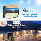 Solar Motion Sensor Outdoor Lights [138 LED/2 Packs] Solar Security Light Outdoor with 3 Lighting Modes Solar Powered Lights Waterproof for Outside Wall Garden Fence Backyard Deck, Warm White - Image 2