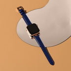 STIROLL Thin Leather Band Compatible with Apple Watch Bands 49mm 46mm 45mm 44mm 42mm (Series 3/2/1) Women, Stylish Top-Grain Leather Strap Slim Wristband for iWatch SE3/2/1 Series 10 9 8 7 6 5 4 Ultra, DarkBlue/Rosegold - Image 3
