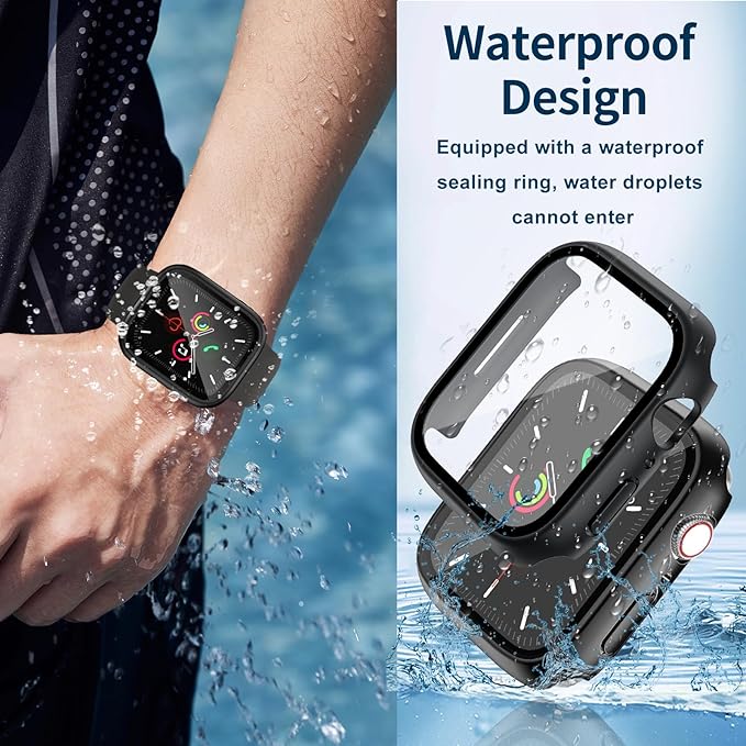 Waterproof Case for Apple Watch Series 9 Series 7 8 45mm, Built-in Screen Protector with Tempered Glass [Touch Sensitive] Cover for iWatch S9/S8/S7 Accessories 45mm, Black - Image 4