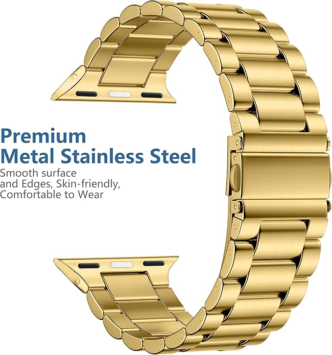 Lerobo Compatible with Apple Watch Band 44mm 42mm 40mm 38mm 41mm 45mm 46m 49mm, Solid Stainless Steel Metal Band with 2 Pack Protective Cover Case for iWtach Series 11 10 9 8 7 6 5 4 3 SE Ultra Men Women - Image 2