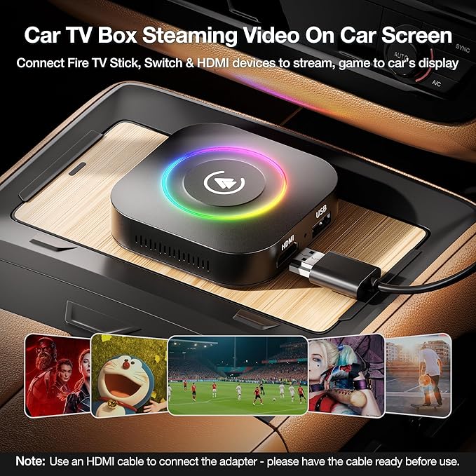 Magic Box 2026 Wireless CarPlay Adapter, AI Box Android Auto Supports Strea-ming Video for TikTok/YouTube, USB for Offline Media, Screen Mirroring Car Adapter for Factory Wired Car Play - Image 5