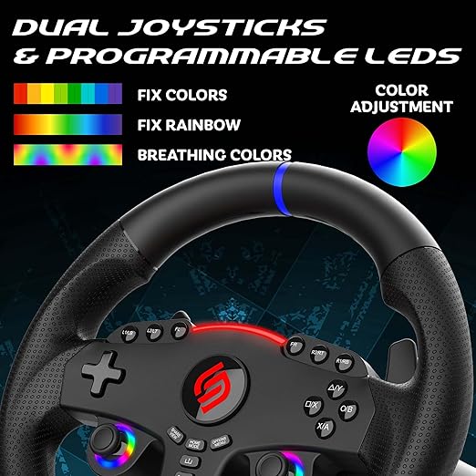 SUBSONIC - Superdrive 270 GT-5 Steering Wheel - PS5 Racing Wheel with Dual Sticks, LED, Pedals and Paddle shifters - 27 cm Diameter, 270° Rotation. For PS5 and PC - Black - Image 11
