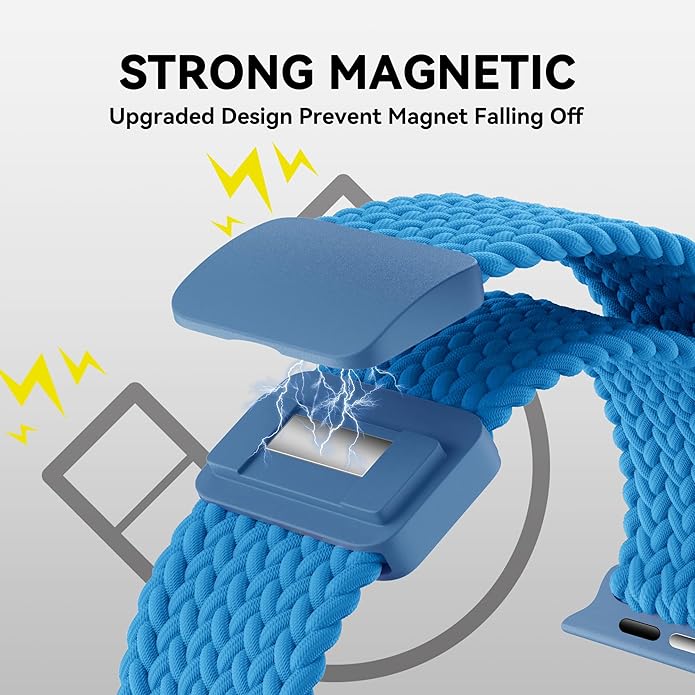 Braided Stretchy Band Compatible with Apple Watch Band 38mm 40mm 41mm 42mm 44mm 45mm 46mm 49mm Women Men, Adjustable Nylon Elastic Magnetic Clasp Strap for iWatch Series 10 9 8 7 6 5 4 3 2 1 SE Ultra - Image 2