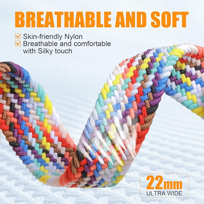 Magnetic Braided Stretchy Loop - Compatible with Apple Watch Band 42mm 46mm 40mm 41mm 44mm 45mm 38mm Ultra 3/2 49mm Women Men,Elastic Woven Fabric Nylon Strap for iWatch 11 10 9 8 7 6 5 4 3 SE Ultra - Image 3