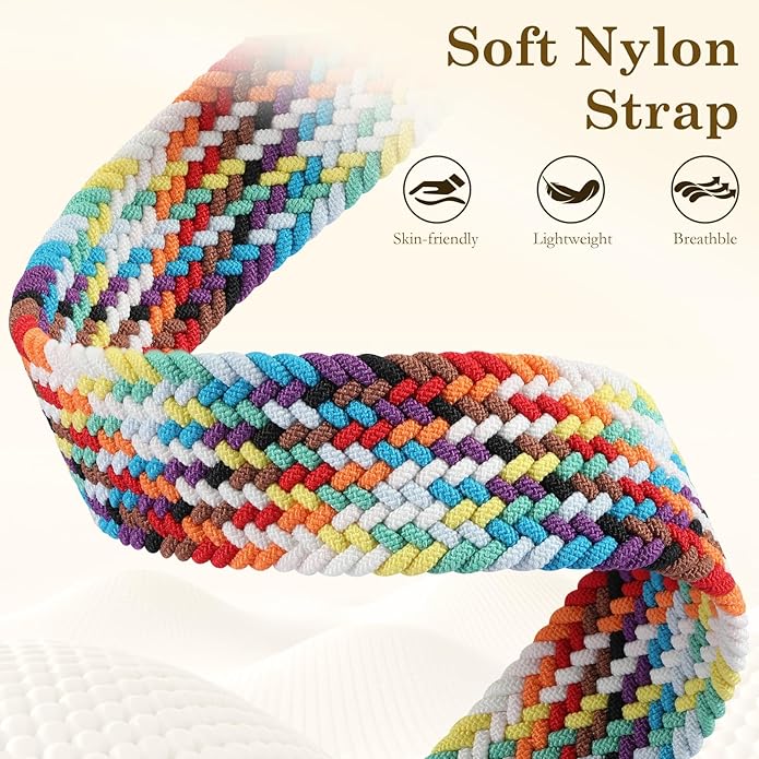 Dirrelo Braided Magnetic Stretchy Nylon Band Compatible for Apple Watch Bands Women 40/41/38/42/44/45/46/49mm, Designer Dressy Infinity Elastic Strap for iWatch Series 11 10 9 8 7 6 5 4 SE/Ultra 3 2 1 - Image 3