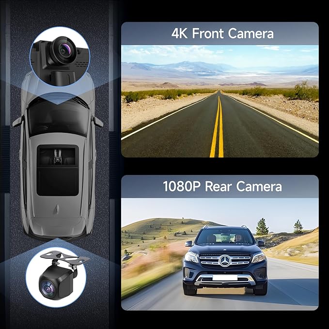 Wireless Carplay Screen for Car with 4K Dash Cam, 11.26 inch Portable A-pple CarPlay & Android Auto in Cell Touchscreen with Backup Camera, Mirror Link/Navigation/Bluetooth/Siri/FM - Image 4