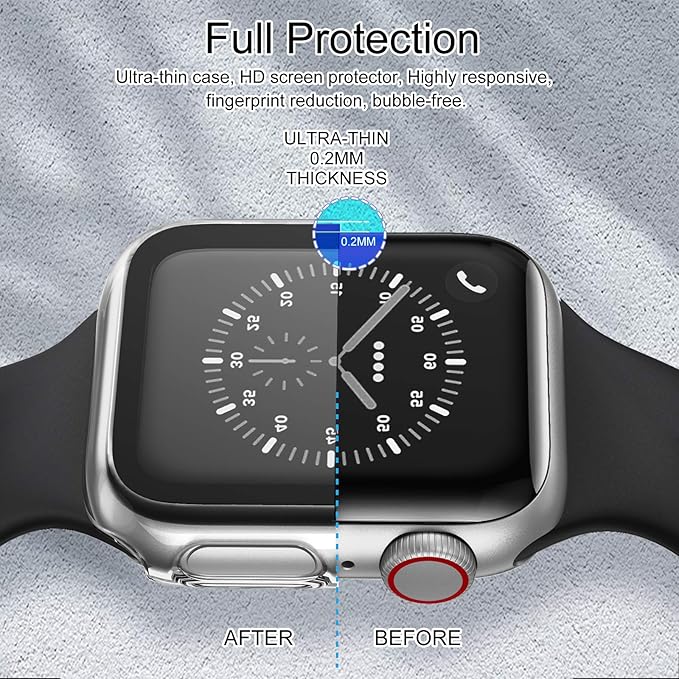 EDIMENS 2 Pack Hard PC Case Compatible with Apple Watch Series 6 / SE / 5/4 40mm Women Men, Overall PC Case Slim Tempered Glass Screen Protector Protective Cover for Apple iWatch 40mm SE Clear Rose - Image 7