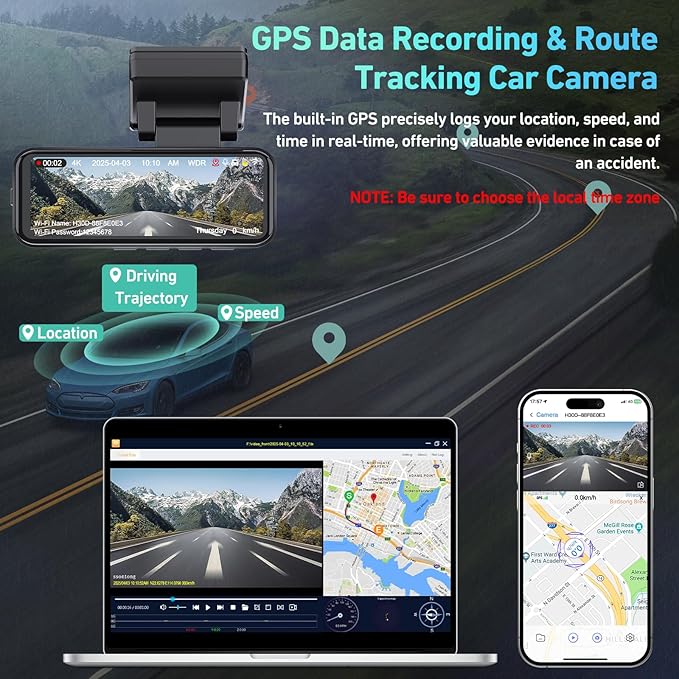 Dash Cam Front and Rear, 4K Dash Cam Built-in 5.8G WiFi GPS ADAS, 3.2" IPS Screen Dash Camera for Cars with Free 32GB Card,G-Sensor,Loop Recording,WDR,Night Vision Dashboard Camera - Image 5