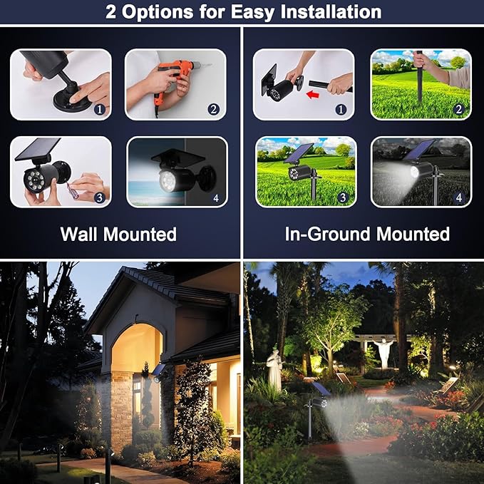 Solar Lights Outdoor Motion Sensor Flood Lights 2000LM IP67 Waterproof Security Spot Lights for Yard Garden Patio 4 Pack - Image 5