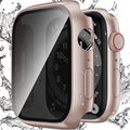 Waterproof Privacy Case Compatible with Apple Watch Series 9/8/7 45mm with Anti-peep Screen Protector, iWatch Face Cover Protective Bumper for iWatch Case 45mm Rose Gold by Zumyzu