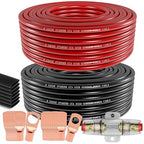 8 Gauge Wire Copper Aluminum CCA 50FT(25FT Red+25FT Black) Power & Ground Cable with 60A Fuse Holder,8ga Lugs,3:1 Heat Shrink Tube - Amp Wiring Kit for Car Audio,Battery,RV Trailer,Marine by Ingoulut