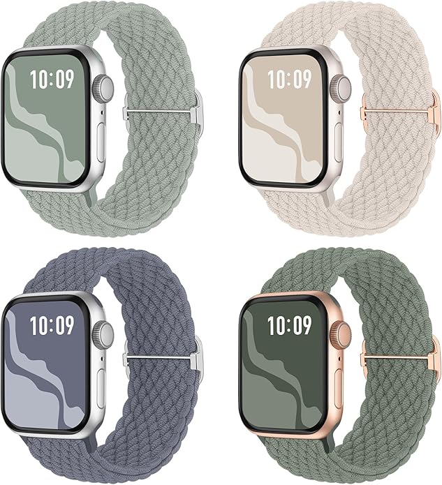 Braided Stretchy Solo Loop Compatible for Apple Watch Band 38mm 40mm 41mm 42mm 44mm 45mm 46mm 49mm for Women Men, Nylon Elastic Straps Wristbands for iWatch Series 11/10 9 8 7 6 5 4 3 SE/Ultra 3 2 1 by Suitisbest