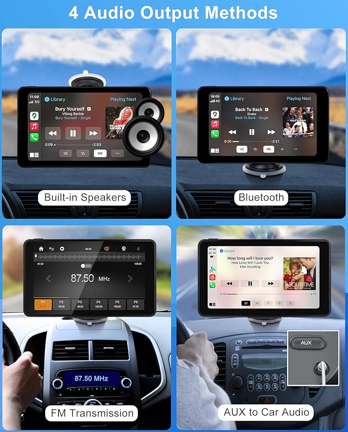 7" Wireless CarPlay Screen Car Stereo Compatible Apple CarPlay and Android Auto Portable Touch Screen AirPlay, GPS Navigation, Bluetooth, Voice Control, Mirror Link (7 Inch) - Image 8