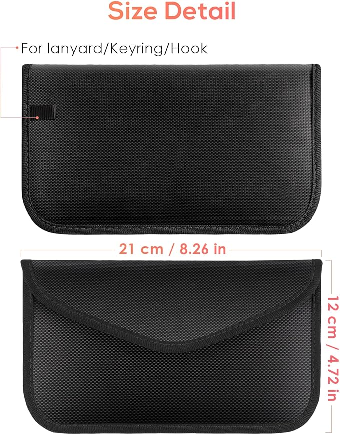 2 Pack Faraday Bags for Phone and Car Keys, Signal Blocking Key Pouch, Anti Theft Car Protection, Cell Phone Keyless Entry Fob Signal Blocking Pouch - Image 6