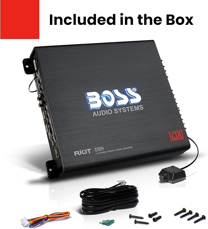 BOSS Audio Systems R3004 4 Channel Car Amplifier - 1200 Watts, 2/4 Ohm Stable, Class A/B, Full Range, Bridgeable, MOSFET Power Supply, Remote Subwoofer Control - Image 6