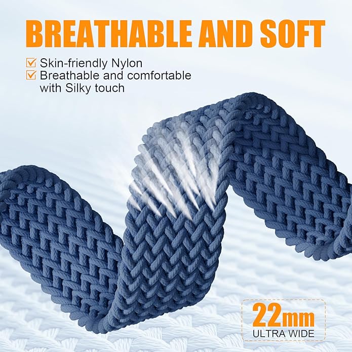 Magnetic Braided Stretchy Loop - Compatible with Apple Watch Band 42mm 46mm 40mm 41mm 44mm 45mm 38mm Ultra 3/2 49mm Women Men,Elastic Woven Fabric Nylon Strap for iWatch 11 10 9 8 7 6 5 4 3 SE Ultra - Image 3