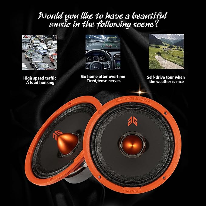 MX65E1 Midrange Loudspeaker 6.5" Orange Bullet, 400W Max, 6 Ohms, Premium Quality Audio Door Speakers for Car or Truck Stereo Sound System, Orange (2 Speaker) - Image 5