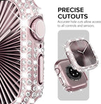 KADES Bling Case Compatible for Apple Watch Series 11/10 46mm, Sparkly Full Diamond Protective PC Bumper Cover, Rhinestone Frame for Women, 46mm-Original Pink - Image 3