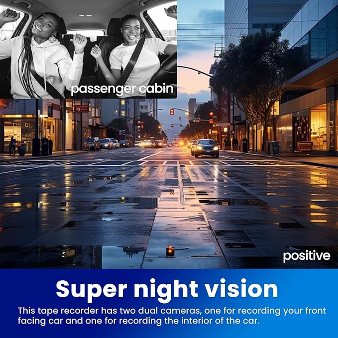 Upgraded Front & Rear Dashcam,2025 New Car Dash Cam, 1080p Dash Camera, 24-Hour Night Vision and HDR, Loop Recording and Motion Detection (Dual Recording Front and Interior of Car)With 32G Memory Card - Image 4