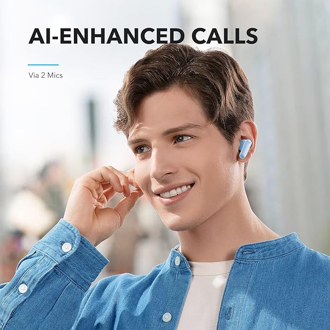 Soundcore by Anker P20i True Wireless Earbuds, 10mm Drivers with Big Bass, Bluetooth 5.3, 30H Long Playtime, Water-Resistant, 2 Mics for AI Clear Calls, 22 Preset EQs, Customization (Light Blue) - Image 7