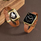 SEURE 2-pack Leather Bands Compatible with Apple Watch Band for women 38mm 40mm 41mm 42mm 44mm 45mm 46mm 49mm,Genuine Leather Band Slim Thin Strap for iWatch Ultra SE Series 11/10/9/8/7/6/5/4/3/2/1 - Image 2