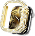 KADES Bling Case Compatible for Apple Watch Series 11/10 42mm, Sparkly Full Diamond Protective PC Bumper Cover, Rhinestone Frame for Women, 42mm-Gold by KADES