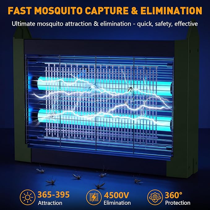 Solar Bug Zapper Outdoor, 4500V Solar Mosquito Zapper for Outdoor & Indoor, 1/2 Acre Coverage Cordless Rechargeable Electric Fly Zapper, IP66 Waterproof Mosquito Traps for Backyard, Patio, Camping - Image 2