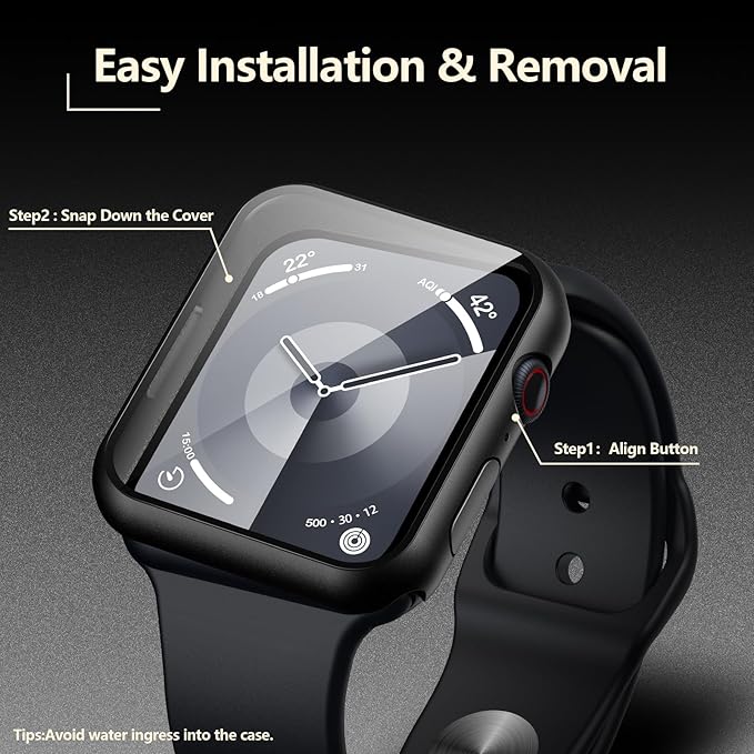 [2-Pack] Julk 41mm Hard Case with Built-in Screen Protector for Apple Watch Series 9/8/7, Slim Fit Cover with Touch Sensitive 9H Tempered Glass for iWatch (2 Transparent) - Image 4