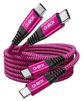 USB C Cable [2Pack 10FT], USB C to USB C Cable for Car Durable Braided iPhone USB Type C Cable Fast Charging 60W USBC to USBC Cord for iPhone 17/16/15/Pro Max, Samsung Galaxy S23 and More-Rose Red by OHBOX