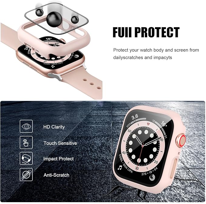 5 Pack Case with Tempered Glass Screen Protector for Apple Watch SE3（2025/SE2/SE Series 6/5/4 40mm,JZK Hard PC HD Full Cover Protective Guard Bumper for iwatch 40mm Accessories - Image 4