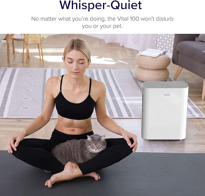 LEVOIT Air Purifier for Home Bedroom, Quiet Clean with Washable Pre-Filter for Dander, Smoke, Dust, Pollen, AHAM VERIFIED, Odor Eliminators for Medium Sized Rooms, Pet Hair Remover, Vital 100, White - Image 8