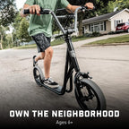 Mongoose Expo Kick Scooter, BMX-Style Handlebar & Brake Cable Rotor, Wide Foot Deck for Kids Youth Boys Girls Ages 6 and Up, Rear Axle Pegs, 12-Inch Air Tires, and Max. Weight of 175 lbs. - Image 6