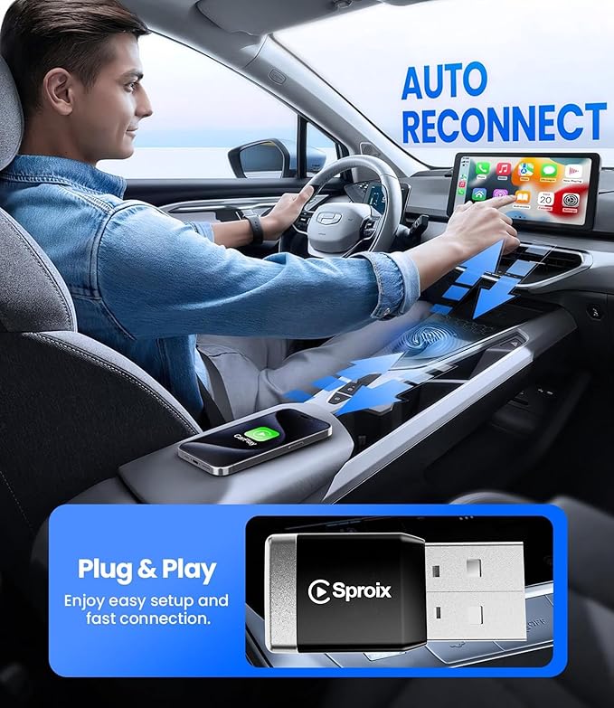 Wireless Carplay Adapter for Apple iPhone iOS 10+ ＆ Android Mini Ultra-Compact USB-A Dongle Converts Wired to Wireless Car Play Adapter Plug & Play Fast Auto Connection for Cars 2016+ - Image 5