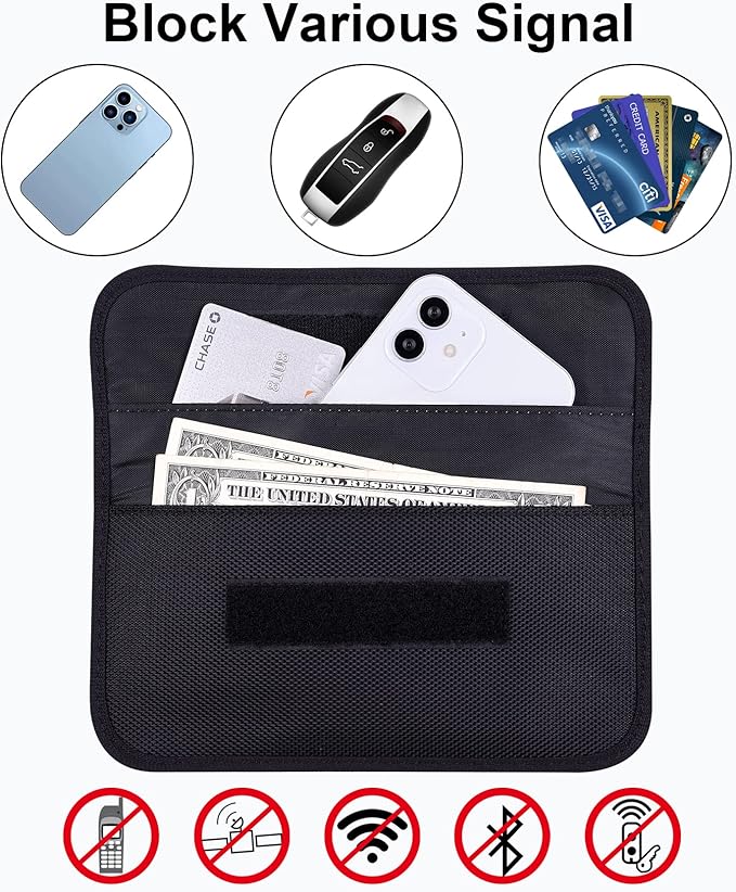 Wisdompro Faraday Bag, RFID Signal Blocking Bag Shielding Pouch Wallet Case for Cell Phone Privacy Protection and Car Key FOB - Image 4